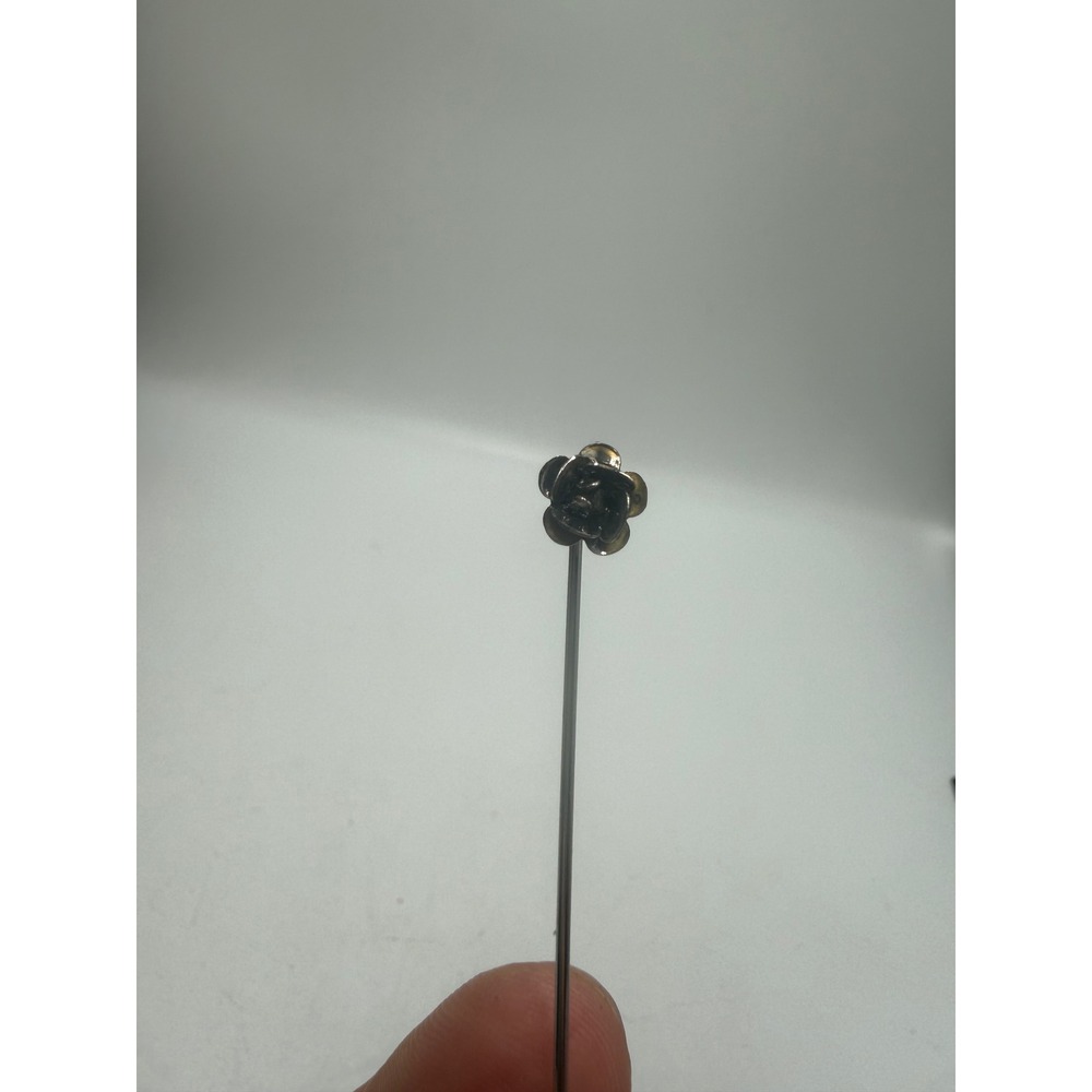 Vintage Silver Tone Rose Flower Stick Pin Lapel Scarf Hat Accessory 2.5 Inch